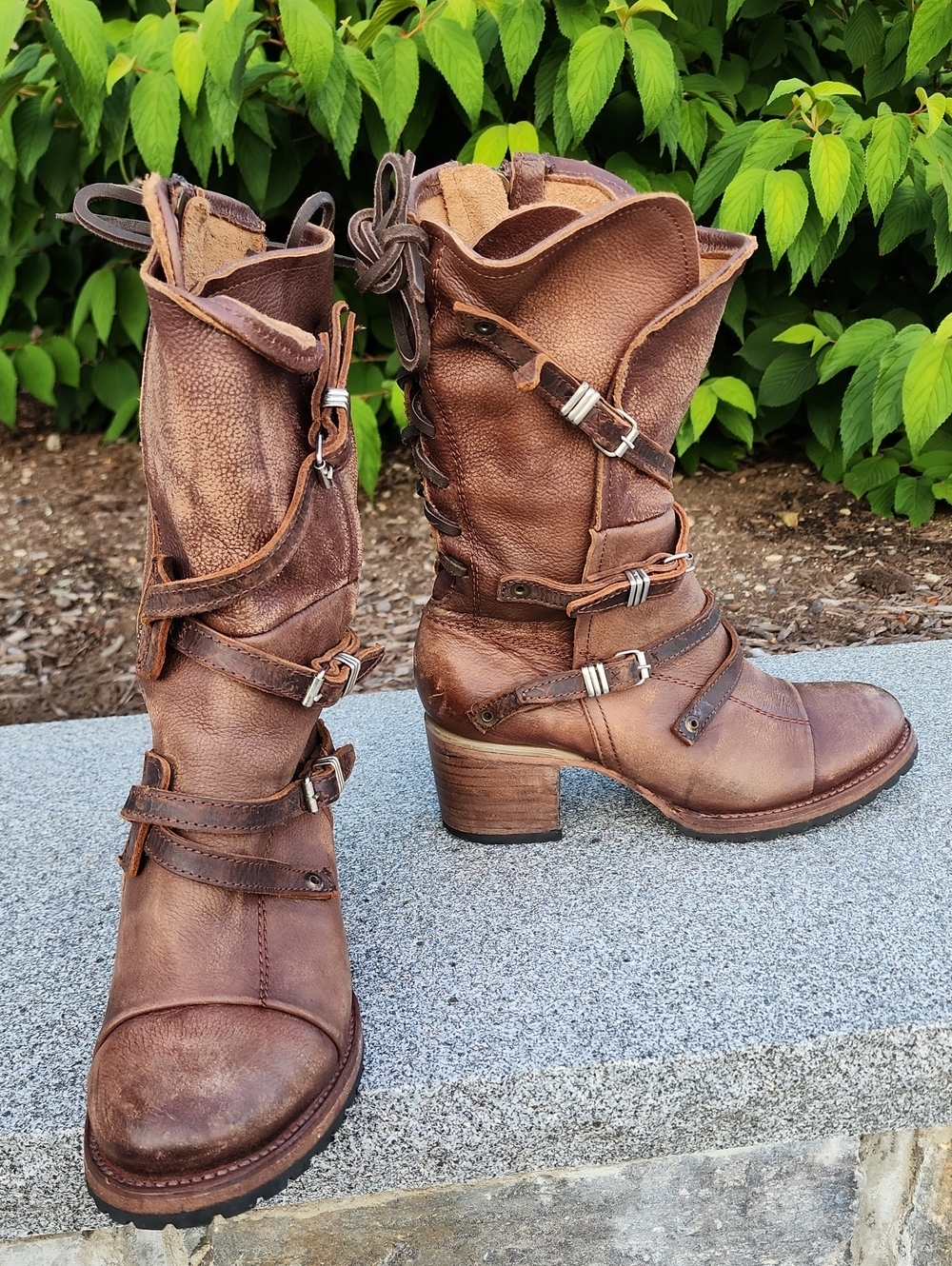 Freebird By Steven CORA Women's Brown Leather Mid-Calf Buckle Boots size 7